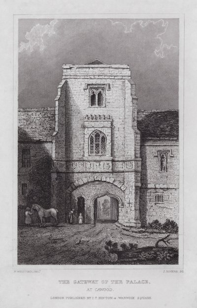 A Porta do Palácio, em Cawood (gravura) de Nathaniel (after) Whittock