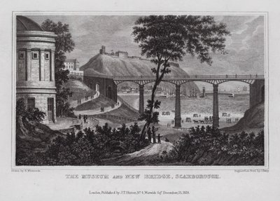 O Museu e Ponte Nova, Scarborough (gravura) de Nathaniel (after) Whittock