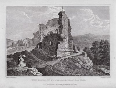 As Ruínas do Castelo de Knaresborough (gravura) de Nathaniel (after) Whittock