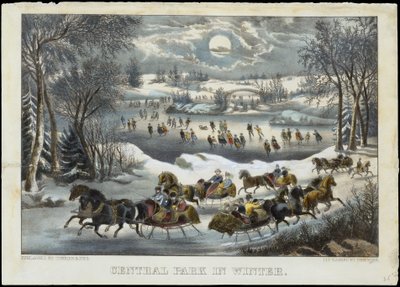 Central Park no inverno, 1877-94., 1877-94. Criadores: Nathaniel Currier, James Merritt Ives, Currier e Ives. de Currier and Ives