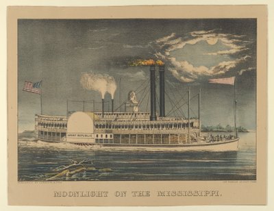 Luar no Mississippi, 1872-74., 1872-74. Criadores: Nathaniel Currier, James Merritt Ives, Currier e Ives. de Currier and Ives