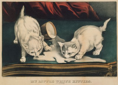 My Little White Kitties - Into Mischief, 1871., 1871. Criadores: Nathaniel Currier, James Merritt Ives, Currier e Ives. de Currier and Ives