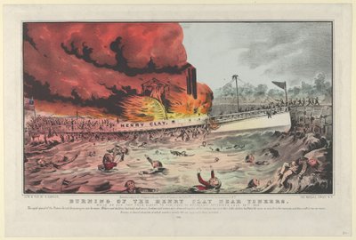 Queima do Henry Clay perto de Yonkers-enquanto em sua viagem de Albany a Nova York em quarta-feira..., 1852. de Nathaniel Currier