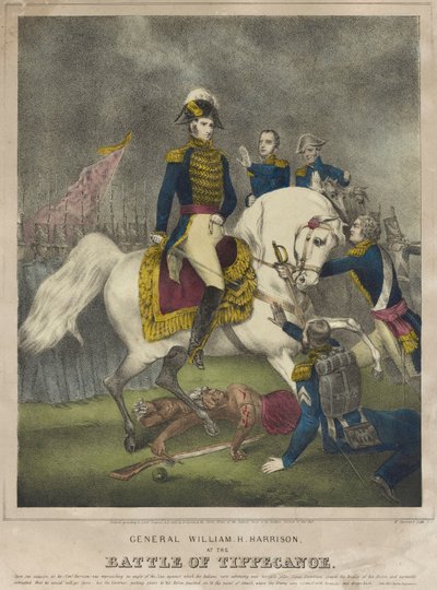 General William H. Harrison na Batalha de Tippecanoe de Nathaniel Currier
