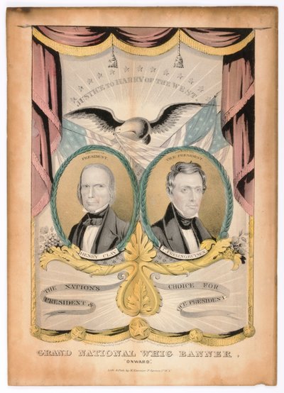 Estandarte do Grande Nacional Whig, "Avante" de Nathaniel Currier