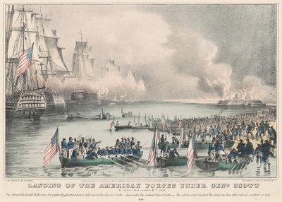 Desembarque das forças americanas sob Genl. Scott: Em Vera Cruz 9 de março de 1847 de Nathaniel Currier