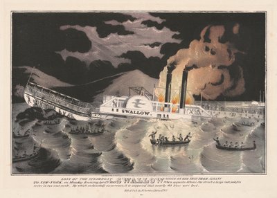Perda da andorinha a vapor, enquanto em sua viagem de Albany para Nova York, 1845 de Nathaniel Currier