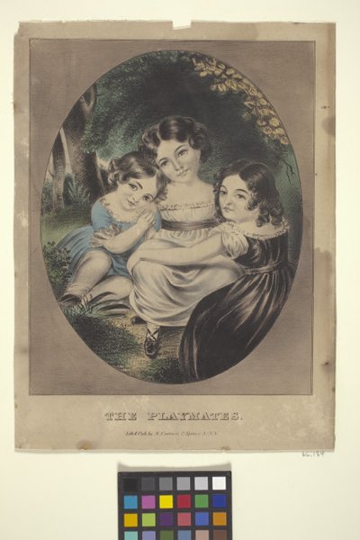Os Playmates (litografia colorida à mão) de Nathaniel Currier