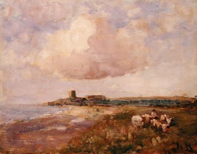 Irish Coastal View with Boy and Cattle (óleo sobre tela) de Nathaniel Hone