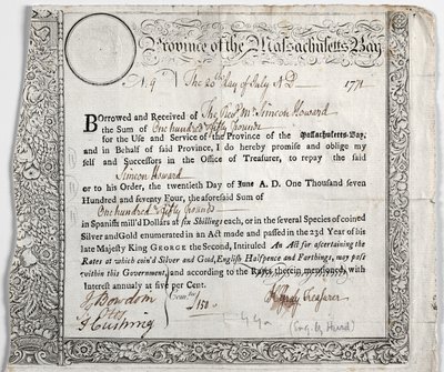Certificado de empréstimo. de Nathaniel Hurd