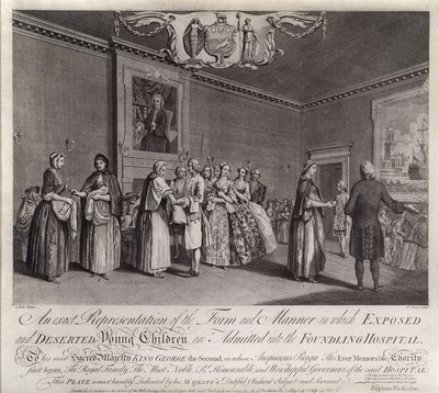 Uma Representação Exata da Forma e Forma em Que Crianças Jovens Expostas e Desertas são admitidas no Foundling Hospital, 1749 de Nathaniel Parr