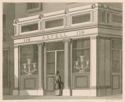 Frente de loja da Astell, Armazém Wine and Spirit, Grafton Street, Tottenham Court Road de Nathaniel Whittock