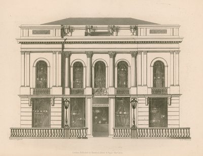 Frente de loja para Hancock e Dixon, Pall Mall East, Londres de Nathaniel Whittock