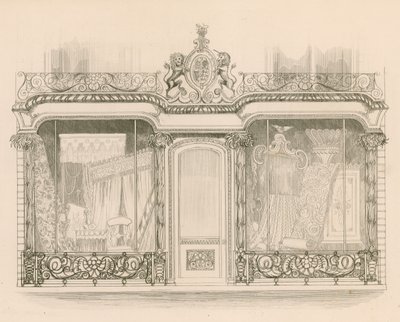 Frente de loja para os senhores Saunders e Woodley, estofadores, Regent Street, Londres de Nathaniel Whittock