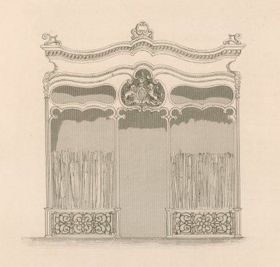 Frente de loja no estilo Luís XIV francês para Srs. Sangster, guarda-chuva e comerciantes de vara, Regent Street, Londres de Nathaniel Whittock