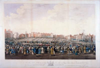 Smithfield Market, West Smithfield, Cidade de Londres, c1825. de Nathaniel Whittock