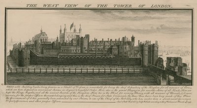 A vista oeste da torre de Londres de Nathaniel and Samuel Buck