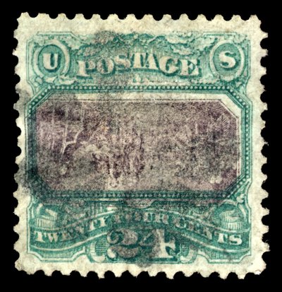 24c Declaração de Independência G Grill invert error single, 1869. de National Bank Note Company