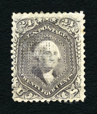 24c Washington F Grill único, 1867. de National Bank Note Company