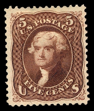 5c reedição de Thomas Jefferson, 1875. de National Bank Note Company