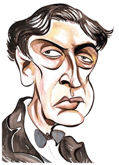 Alban Berg - caricatura colorida de Neale Osborne