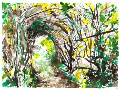 Arbour archway, 2025 (tintas e tinta acrílica sobre papel de aguarela) de Neale Osborne