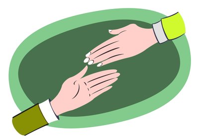 Ajudando as mãos - ilustração de alegoria de negócios de Neale Osborne