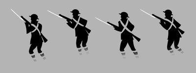 Soldados da Primeira Guerra Mundial com baionetas - emergindo das trincheiras de Neale Osborne