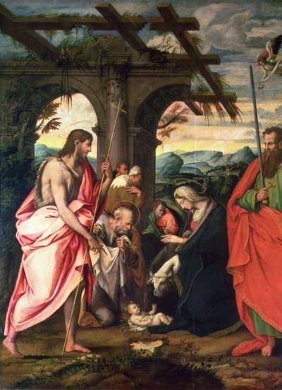 Nascimento de Cristo com São Paulo e São João Batista (painel) de Neapolitan School