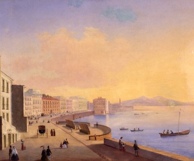 Antiga rua Santa Lúcia em Nápoles de Neapolitan School