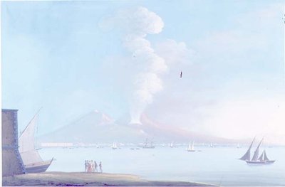 A Erupção do Vesúvio (gouache) de Neapolitan School