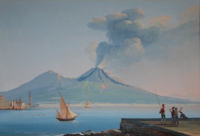 Vista da Baía de Nápoles com o Monte Vesúvio (óleo sobre tela) de Neapolitan School