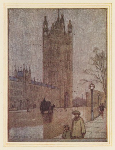 Torre Victoria, Câmara dos Lordes (litografia a cores) de Nelson Dawson