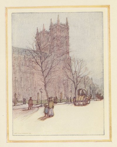Abadia de Westminster (litografia a cores) de Nelson Dawson