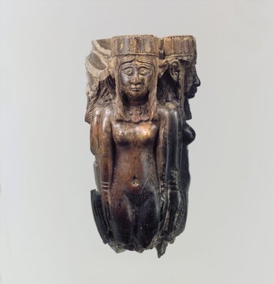 Ventilador ou cabo de mosca-branca na forma de quatro figuras femininas, c.8-7º século a.C. (marfim) de Neo Assyrian