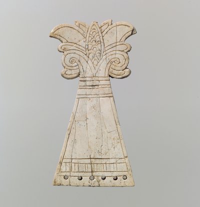 Frontal de cavalo entalhado esculpido na forma de uma palmeira florida, voluta, séculos 9 a 8 a.C. (marfim) de Neo Assyrian