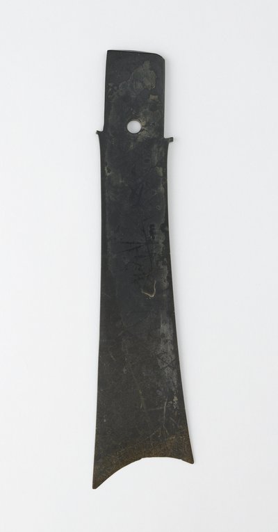 Formão bifurcado (zhang), Cultura Qijia, c.2500-2000 aC (jade (nefrita)) de Neolithic Period Chinese School