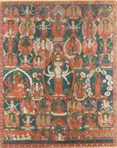 Um Paubha de Avalokiteshvara de onze cabeças de Nepalese School