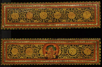 Capas de livro de um manuscrito de Shaiva (wc opaca na madeira) de Nepalese School