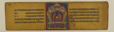 Página de um manuscrito budista com uma ilustração de Akshobhya, 16-17º século (tinta e aquarela sobre papel) de Nepalese School
