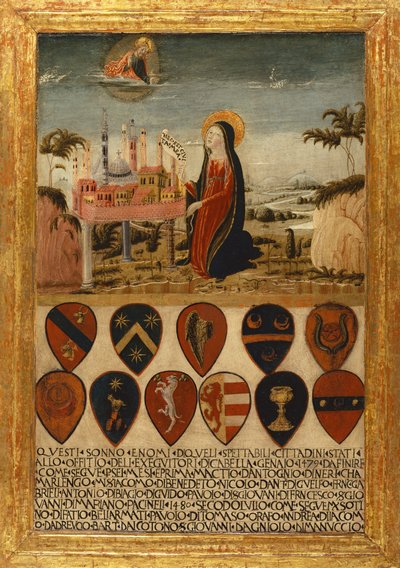 A Virgem Maria confia a cidade de Siena a Jesus de Neroccio di (1447 1500) Landi