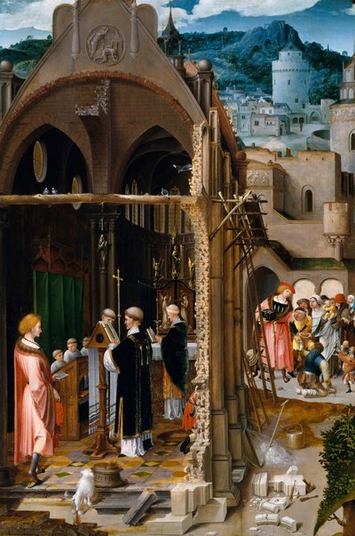 Um Sermão da Caridade possivelmente a Conversão de Santo António. de Netherlandish