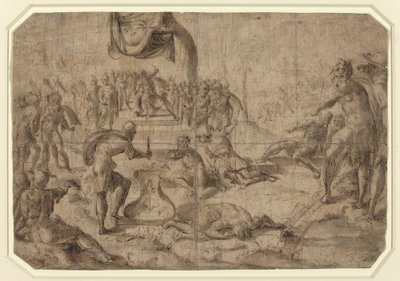 Cena do Sacrifício (Gaius Mucius Scaevola?) de Netherlandish 16th Century