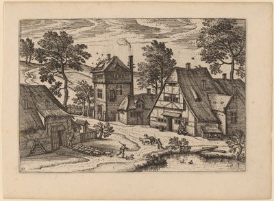 Aldeia com Lagoa de Netherlandish 16th Century