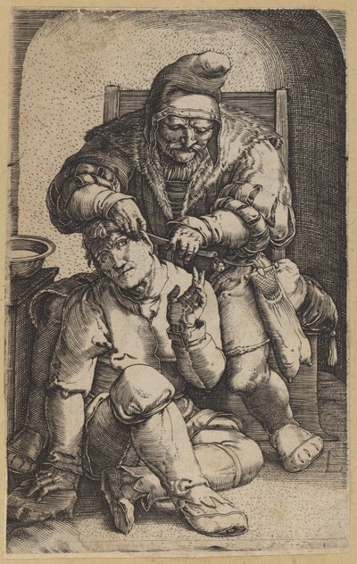 O Cirurgião [cópia reversa] de Netherlandish 16th Century, after Lucas van Leyden