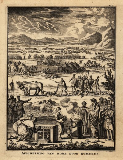 Um padre romano oferece um sacrifício aos deuses no edifício de de Netherlandish School