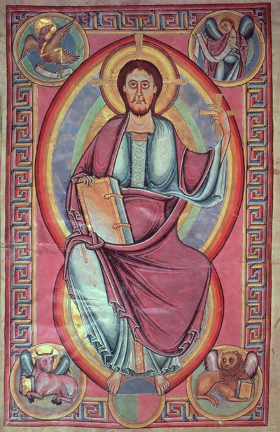 Adicionar 28107 f.136 Cristo em Majestade, da Bíblia Stavelot de Netherlandish School