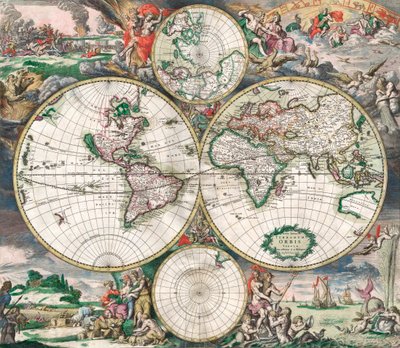 Mapa do Mundo Holandês Antigo de Netherlandish School