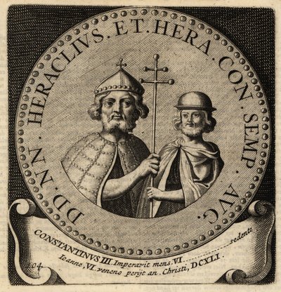 Imperadores Bizantinos Heraclius e Constantino III. de Netherlandish School
