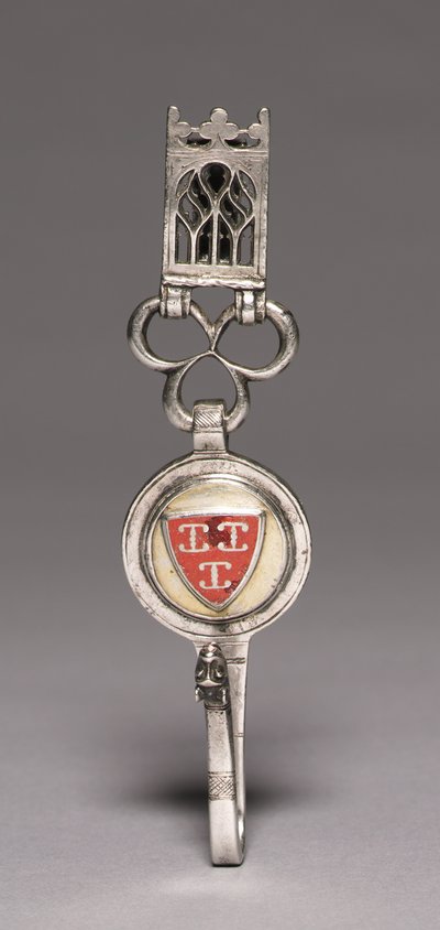 Clavendier (Gancho de cinto), c.1400 (prata, prata dourada, esmalte champlevé) de Netherlandish School